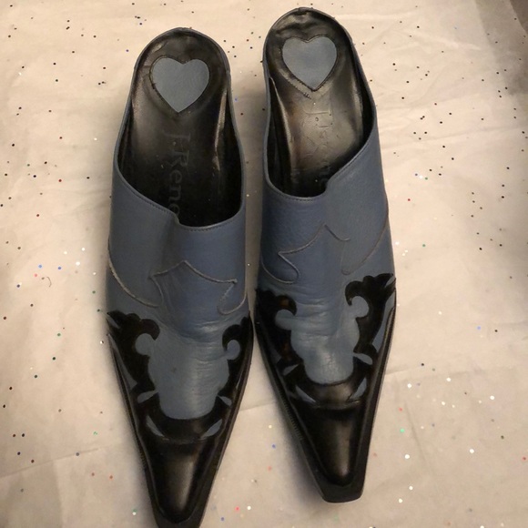 J. RENEE Blue/Black Rodeo Slip On Mules